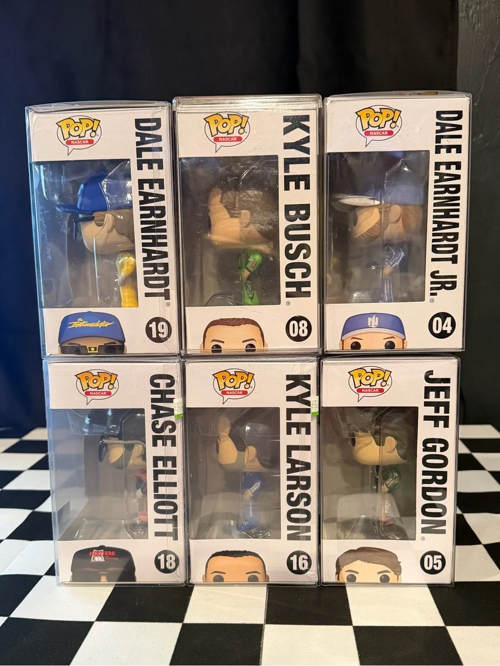 NASCAR Funko Pop Lot of 6 Gordon, Earnhardt, Larson, Busch Elliott, Earnhardt JR